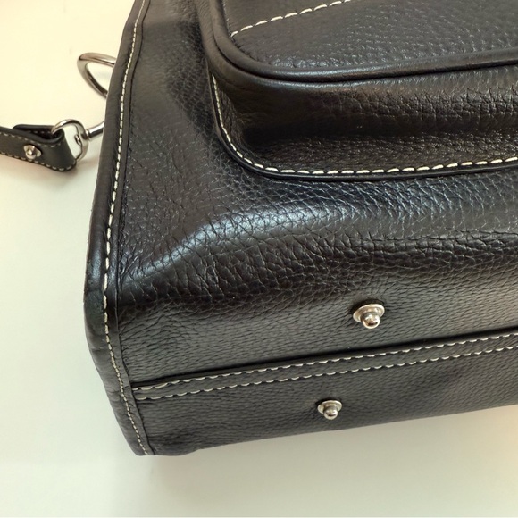 DOONEY & BOURKE Black Leather Double Pocket Tote Women's Satchel Shoulder Bag - Picture 9 of 11